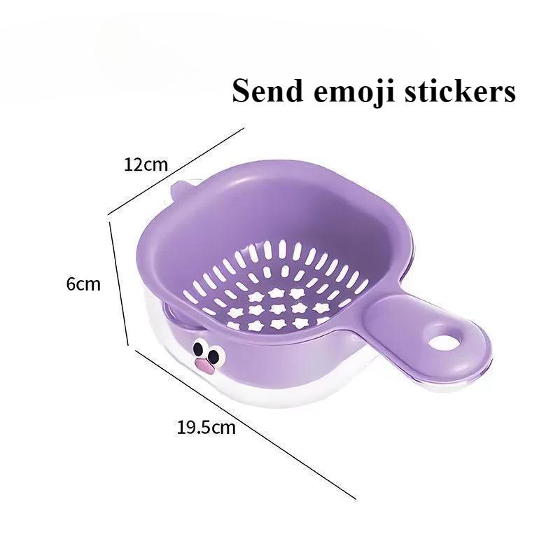 Drain Storage Basket with Handle Double Row Water Basket, Multi-purpose Fruit and Vegetable Filter, Detachable