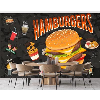 Hamburger Wall Murals Pizza Burger Fried Chicken Juice 3d Wallpaper Fast Food Restaurant Snack Bar Lunch Room Large Wall Mural