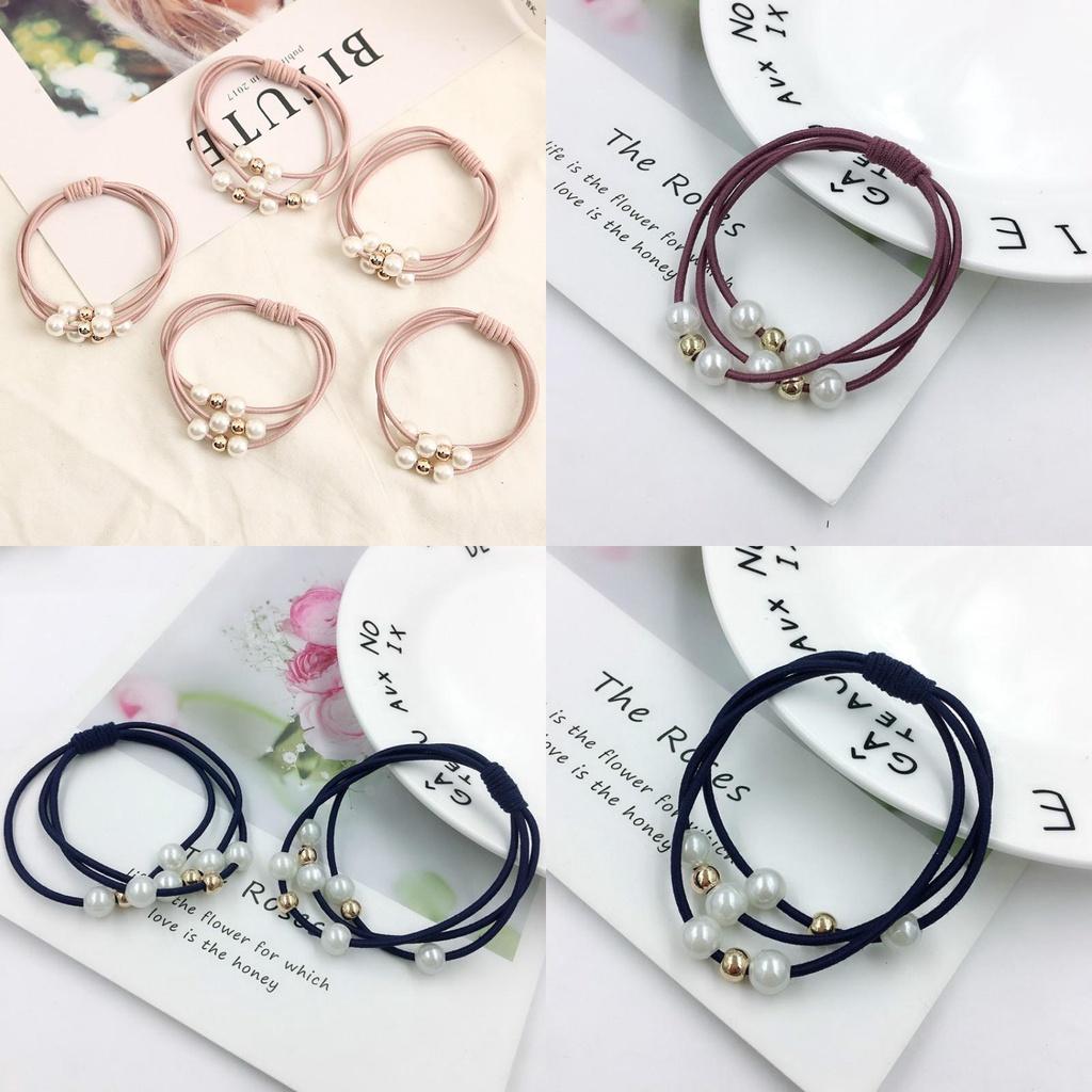 Korean Version Of The Three-strength Rubber Band High-elastic Pearl Head Rope For Women And Girls
