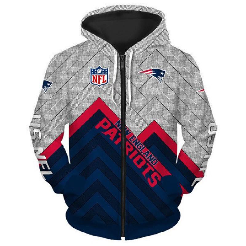 Herren Damen NFL Kapuzen-Reißverschluss-Sweatshirt Digitaldruck Lockerer Schnitt Freizeit-Sportbekleidung Alles