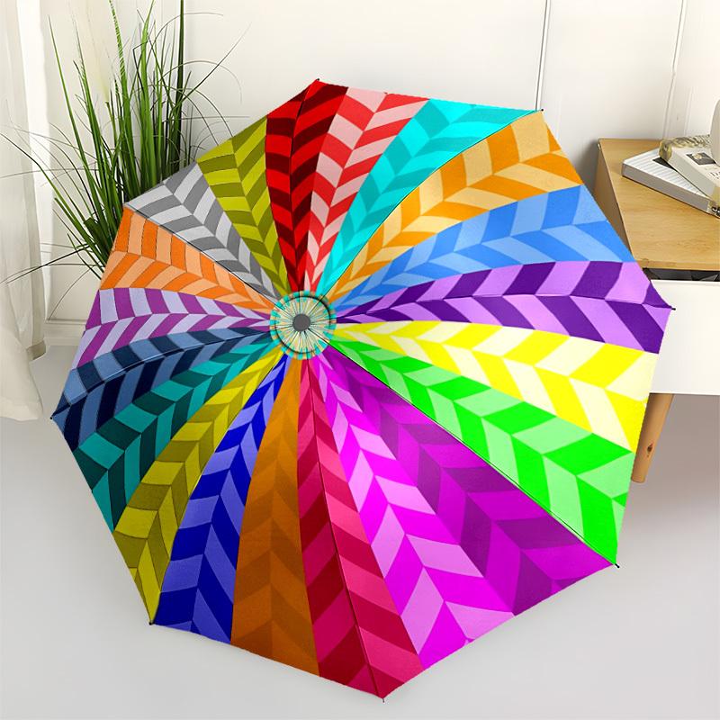 

1pc Color Wheel Automatic Folding Umbrella - Portable Collapsible Design, 8-Rib Iron Frame, Durable Fabric yy251125202