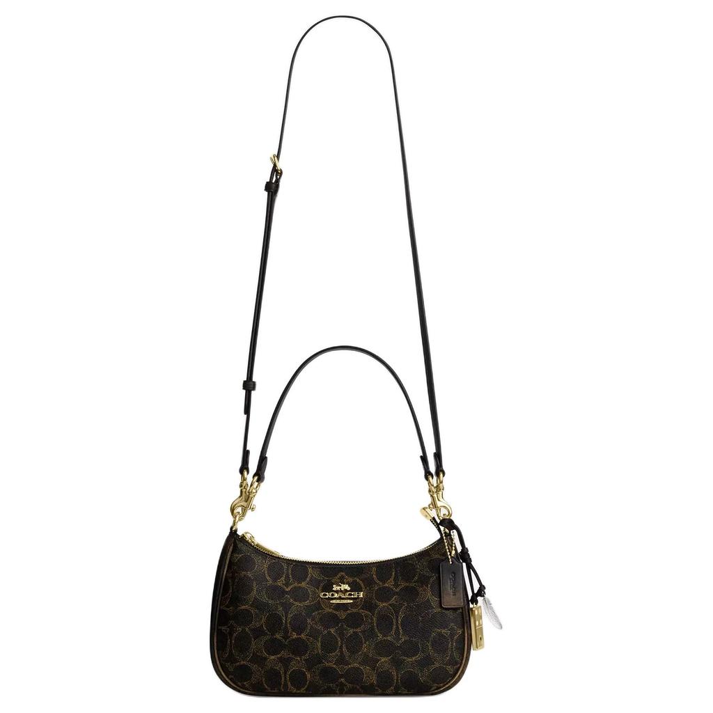 Coach Teri Classic Letter Pattern Coated Canvas Shoulder Bag Women Shoulder Bag Brown CDY18-IMBRN