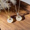 925 Sterling Silver Fu Character White Chalcedony Lychee Jelly Necklace for Women - Trendy Korean Style Clavicle Chain