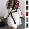 Spring 2026 European & American Women's V-Neck Elegant Pleated Dress