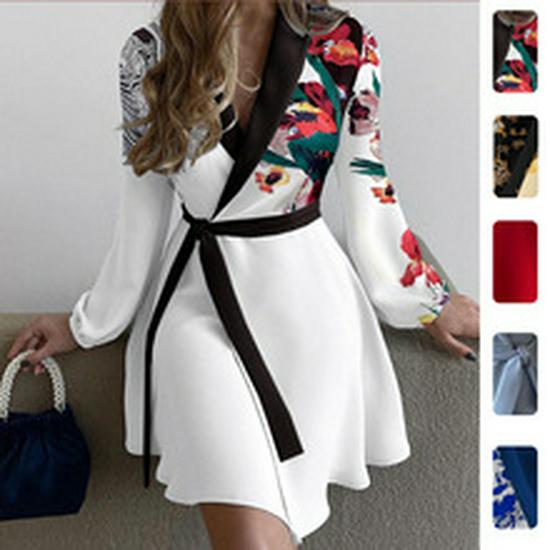 Spring 2026 European & American Women's V-Neck Elegant Pleated Dress