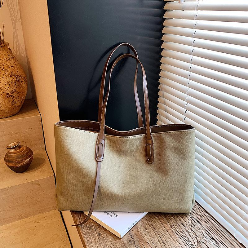 Trend Large-capacity Pu Bag Women's 2025 New Versatile Fashion Shoulder Tote Bag College Student Commuter Bag