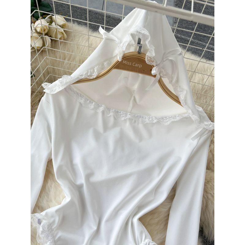 INS Fashion Style T-Shirt Lace Lace Slim Fit Bodysuit