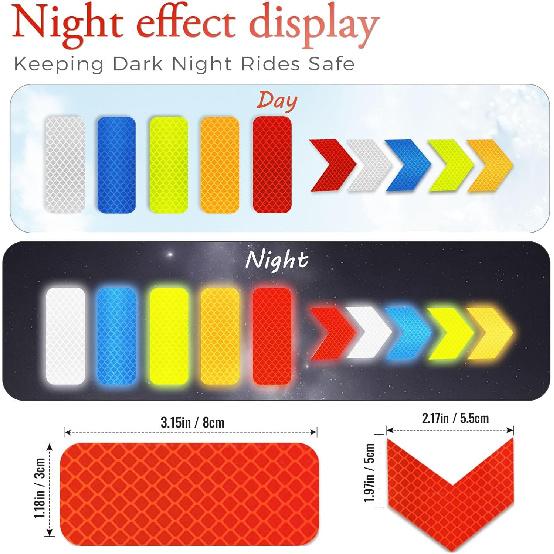 20Pcs Reflective Safety Stickers High-Visibility Decals, Waterproof & Weather-Resistant, Super Adhesive for Helmets, Bikes, Trailers, Cars, Mailboxes