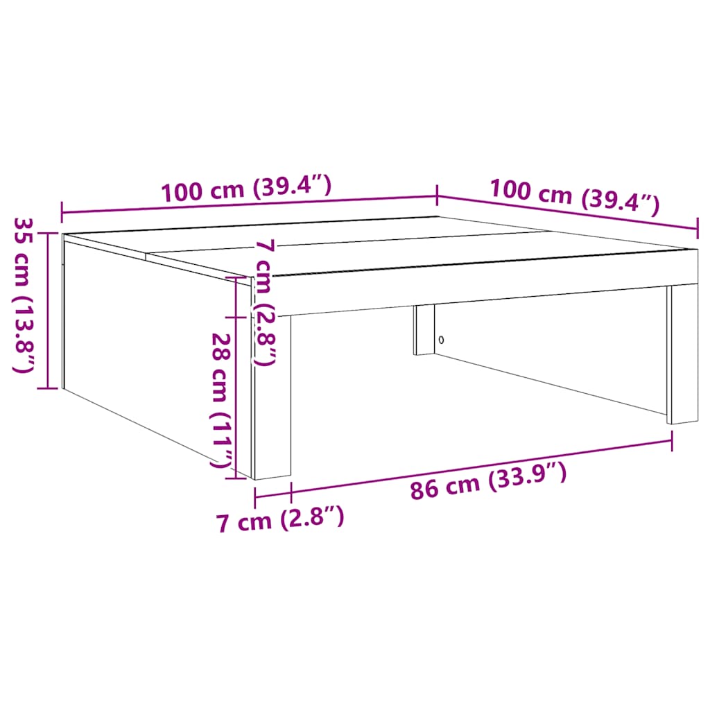Vidaxl Stolik Kawowy, Czarny, 100X100X35 Cm, Materiał Drewnopochodny