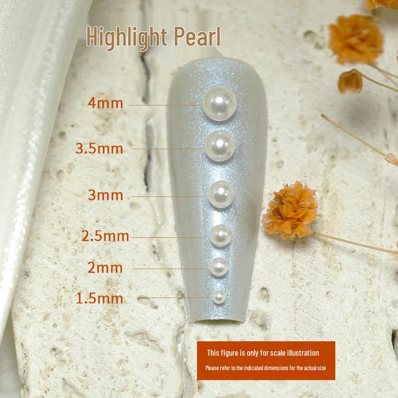 Japanese Style Pure White Nail Art Pearls - Mixed Sizes, Semi-Circular Ornaments