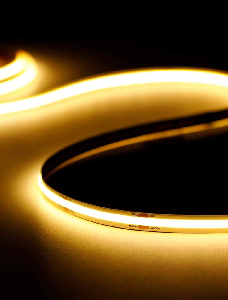 Mocna Taśma Led Cob 5M 12V Neon Ciepła Linia 5050 Samoprzylepna