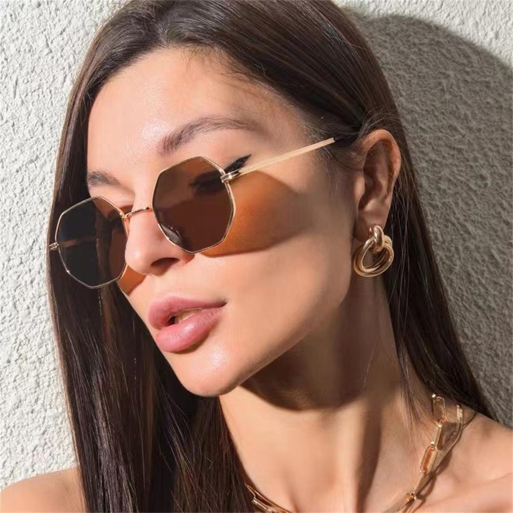 Metal Sunglasses Vintage Polygon Frame For Women Sunglasses Men Luxury Brand Design Sun Glasses Women Mirror Gafas De Sol UV400