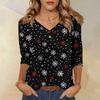 Women's T Shirt CHristmas Print 3/4 Sleeve Daily Weekend Fashion Basic V- Neck Regular Top