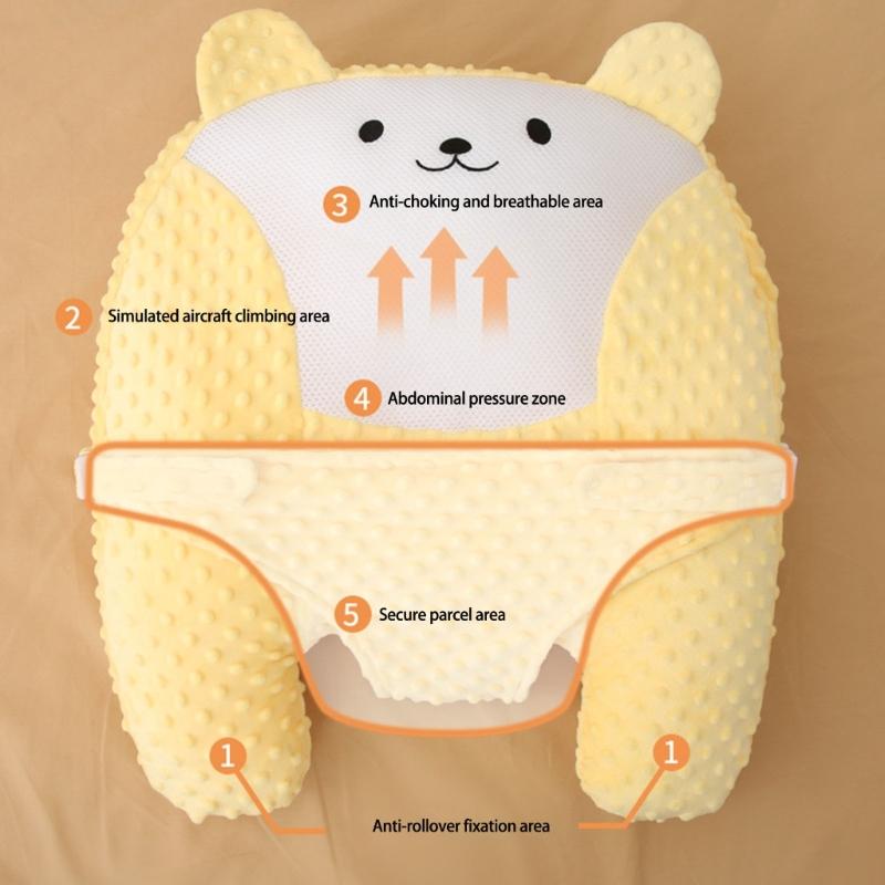 Cartoon Baby Support Pillow for Newborns Helping Relieve Gas and Colic Soft & Breathable Mood Comforting Doll Toy