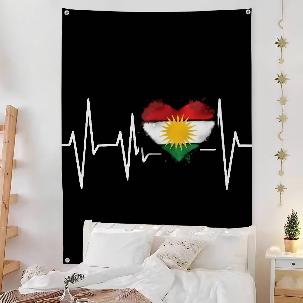 Kurdystan FLAGA Mapa Flaga Pokój Sypialnia Dom Wisząca na Ścianę na Zewnątrz Koncert Drukowany Tło Dekoracja Baner Artystyczny