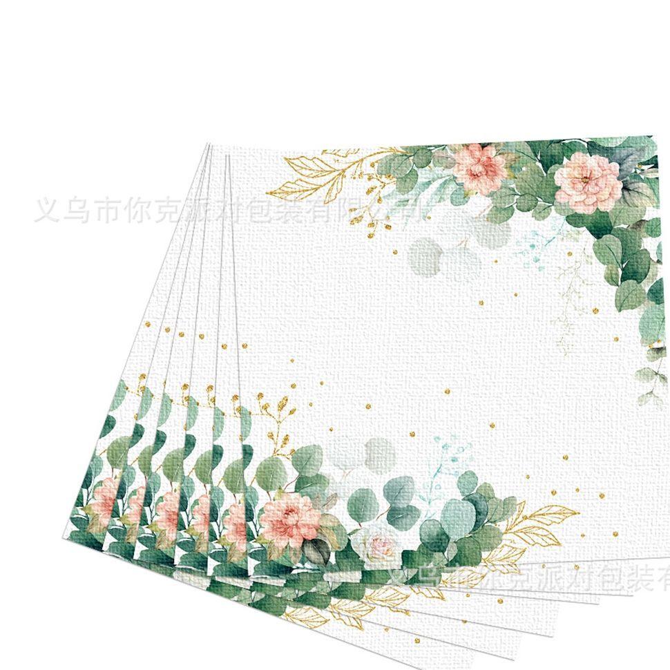 Sage Paper Plates, Eucalyptus Leaf Plates, Flower Disposable Paper Cups, Tissues, Tablecloths, Wedding, Birthday and Party Tableware