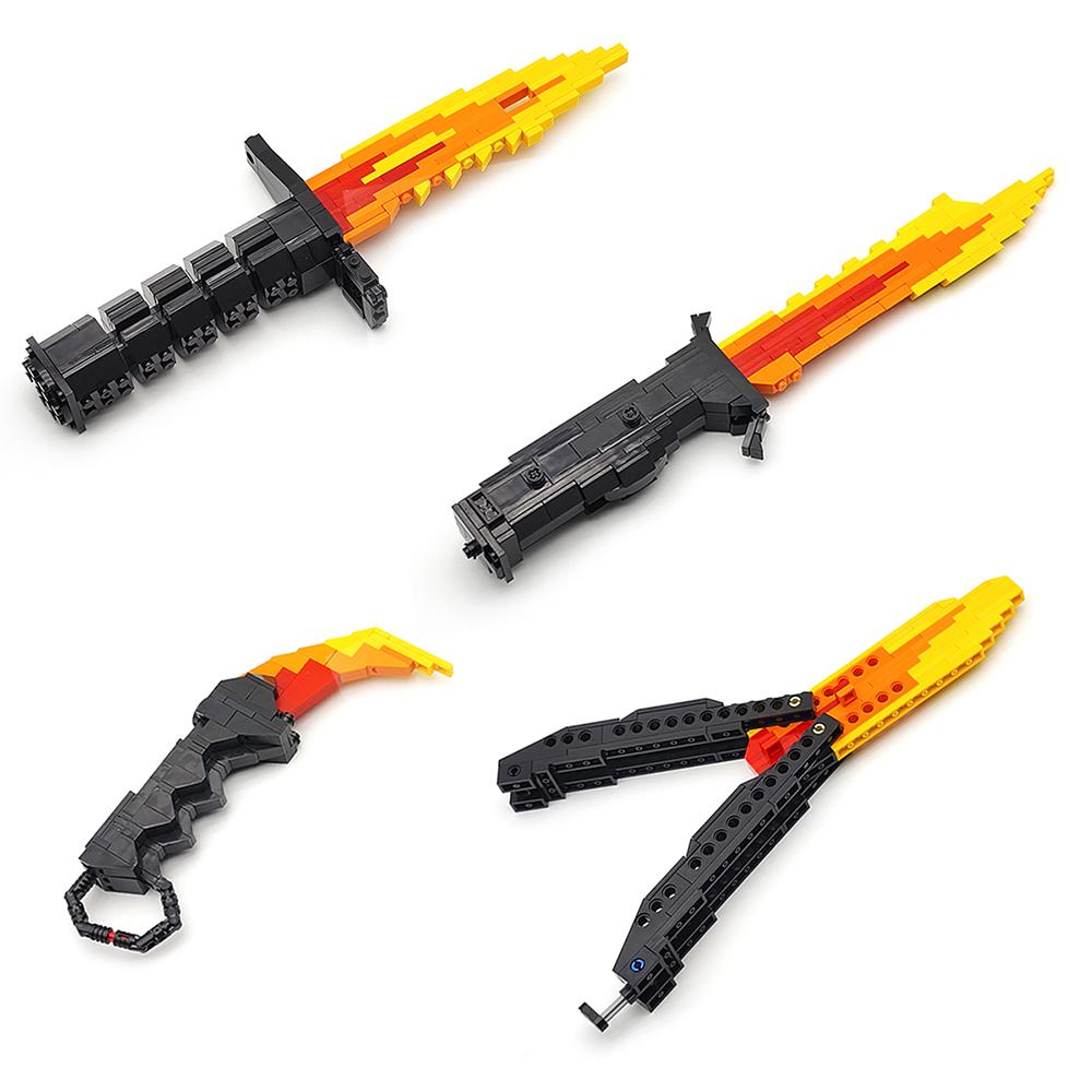 Creative MOC Building Block Short Knife Set Military Bayonet Butterfly Knife DIY Assembly Building Block Sword Boy Toy Gift