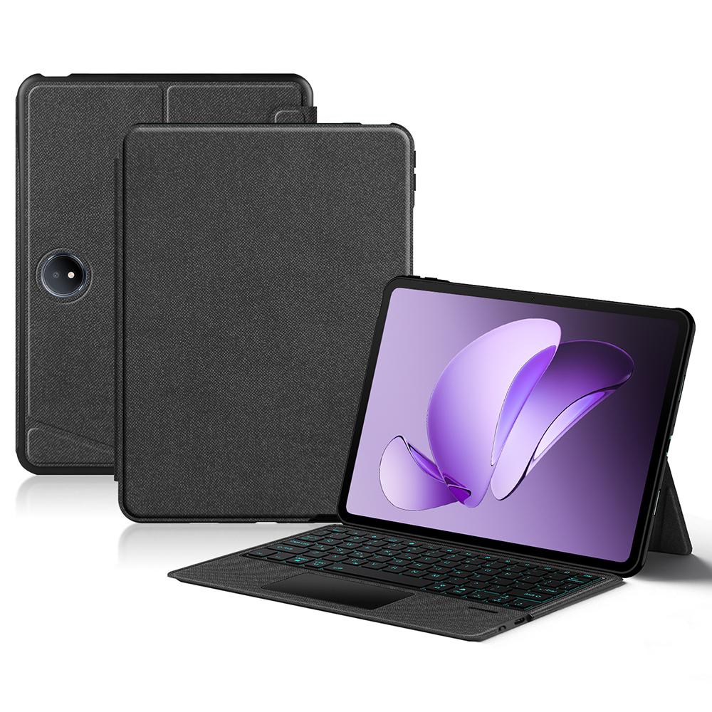 

For Oppo Pad 3 Leather Case+Bluetooth-Compatible Keyboard with Backlight Trackpad A