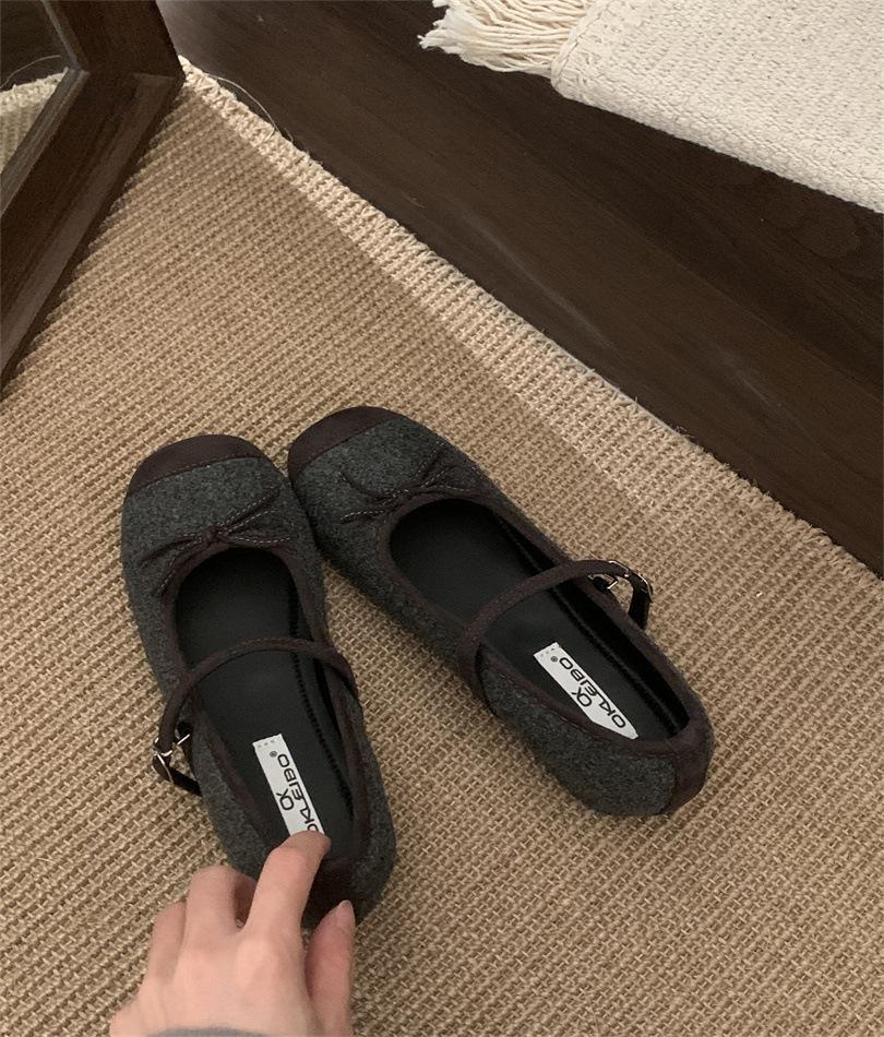 Fashion bow word with Mary Jane shoes female summer retro fairy style with skirt wedge heel ballet shoes single shoes