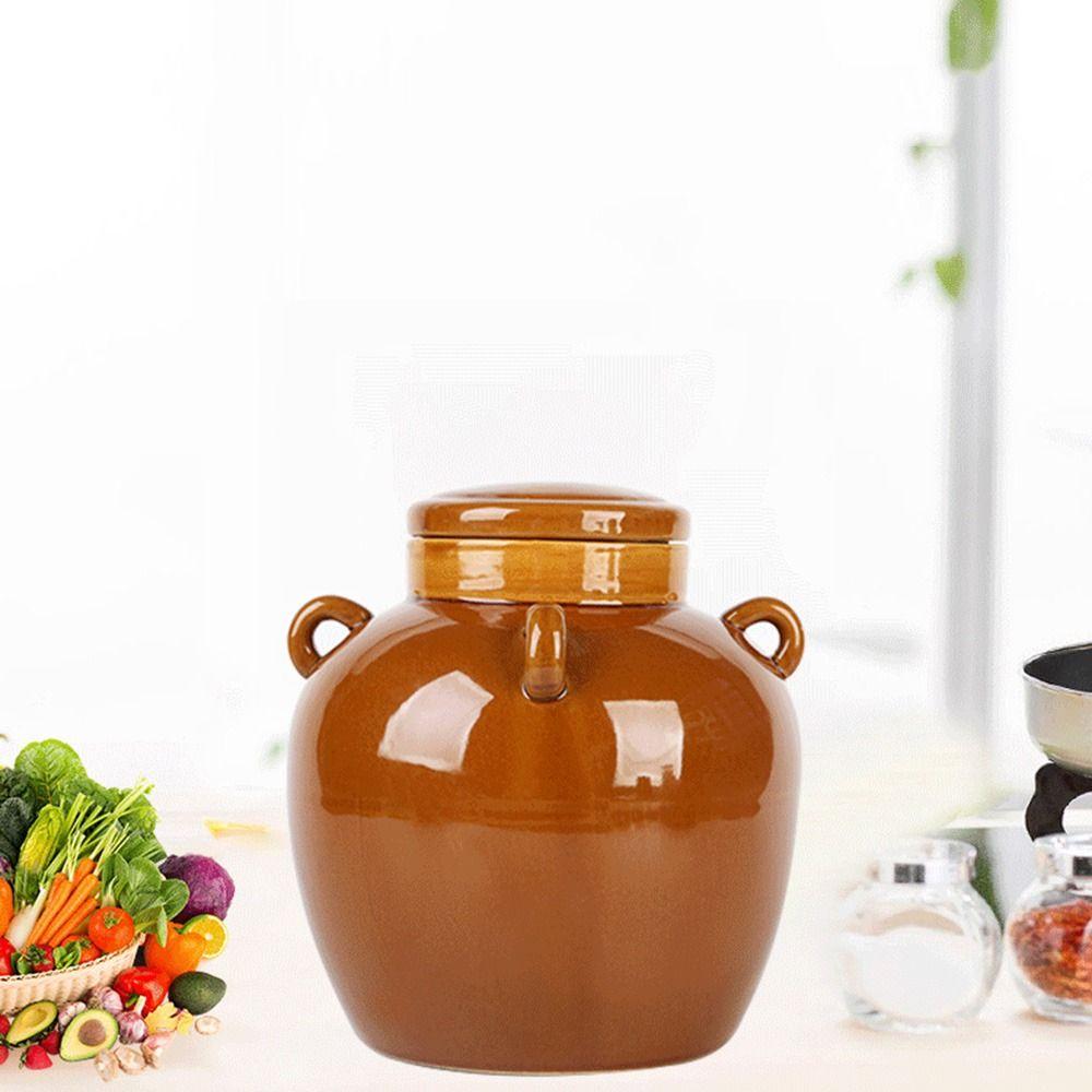 Vaso in Ceramica / con Coperchio in Muratura per Kimchi Contenitore Ermetico per Fermentazione Contenitori per Fare Sottaceti Tavolo