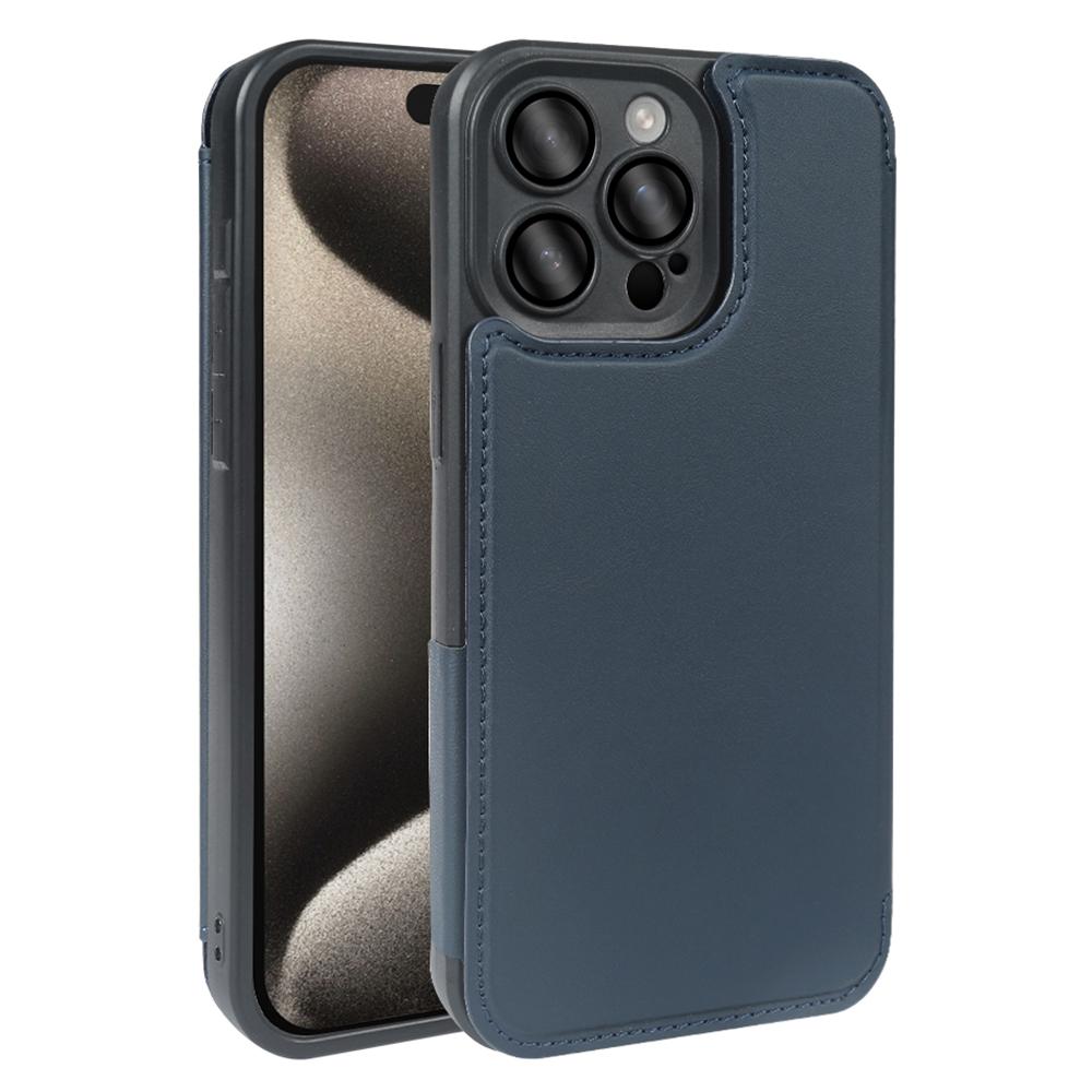 For iPhone 15 Pro Magnetic Case RCS Eco Friendly Flip Phone Cover with Kickstand RFID Blocking