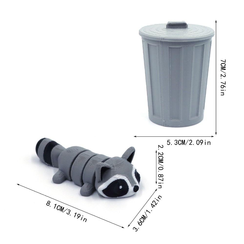 Joints Movable Raccoon Bucket Ornaments 3D Printed Articulated Raccoon Toy  For Children's Toys