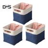 3Pcs Storage Baskets with Reinforced Handle Large Capacity Foldable Design Multipurpose Toys Clothes Storage Organizers