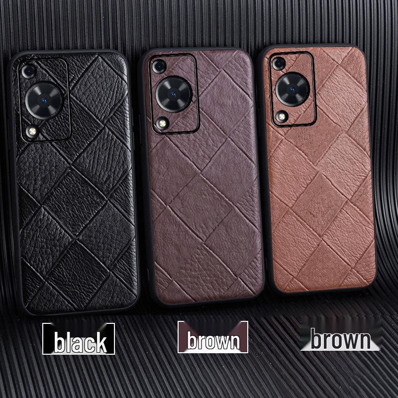 

Роскошный защитный чехол из натуральной кожи с ромбовидным узором для Huawei Enjoy 70 & 70 Pro Huawei Enjoy 70 кофейный