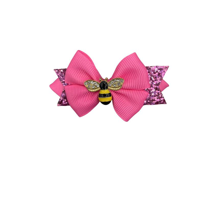 Children's Bow Hair Clip with Rhinestone Bee Design - Bestseller Girls' Headdress