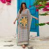 Womens Loose Beach Cover Up Dress With Print Design Plus Size Swimwear Overlay Pool