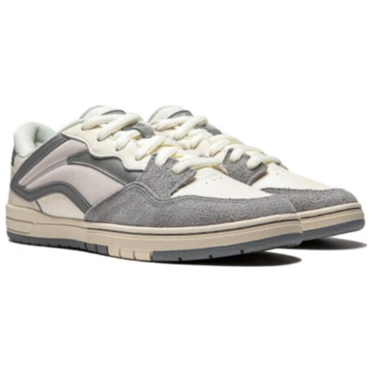 Li Ning Versatile Casual Lightweight Comfortable Non-Slip Wear-Resistant Low-Top Skate Shoes Women sneaker White Gray AEPU018-1