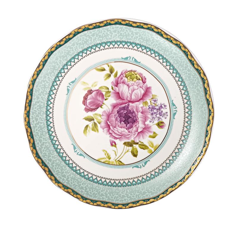 Chinesische Keramikplatte Haushalt 8 Zoll Flache Platte Französisch Vintage Westliches Geschirr Blütchen Porzellan China Tafelgeschirr Backen