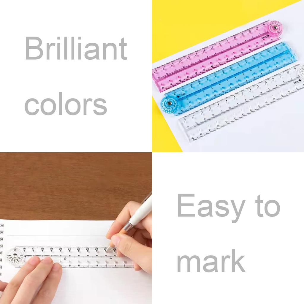 6 Pcs Folding Ruler Clear Ruler Soft Ruler for School Teacher Office Student Learning Supplies(Blue Red Transparent)