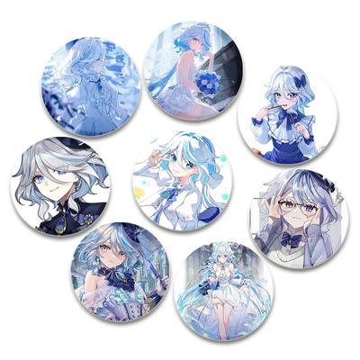 32/44/58mm Anime Genshin Impact Badge Schattig Meisje Furina Reversspeldjes Handgemaakte Broche voor Rugzak Kleding Accessoires Fan Sieraden Cadeau