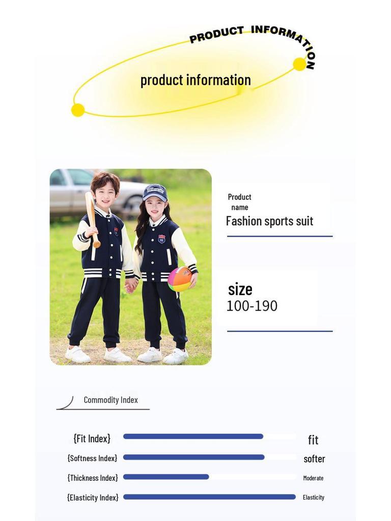 Conjunto de Uniforme Esportivo Infantil Azul Marinho: Conjunto de Três Peças Outono/Inverno para Jardim de Infância e Ensino Fundamental