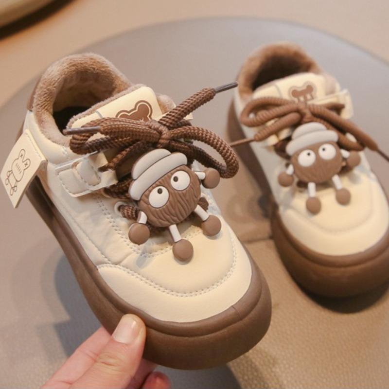 

Winter Children s Fleece-lined Warm Sports Shoes Girls Versatile Fleece-lined Cotton Shoes Soft-soled Cartoon Casual Shoes 37 хаки