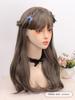 Lolita Long Straight Blue Wood Grey Hairband Synthetic Wig