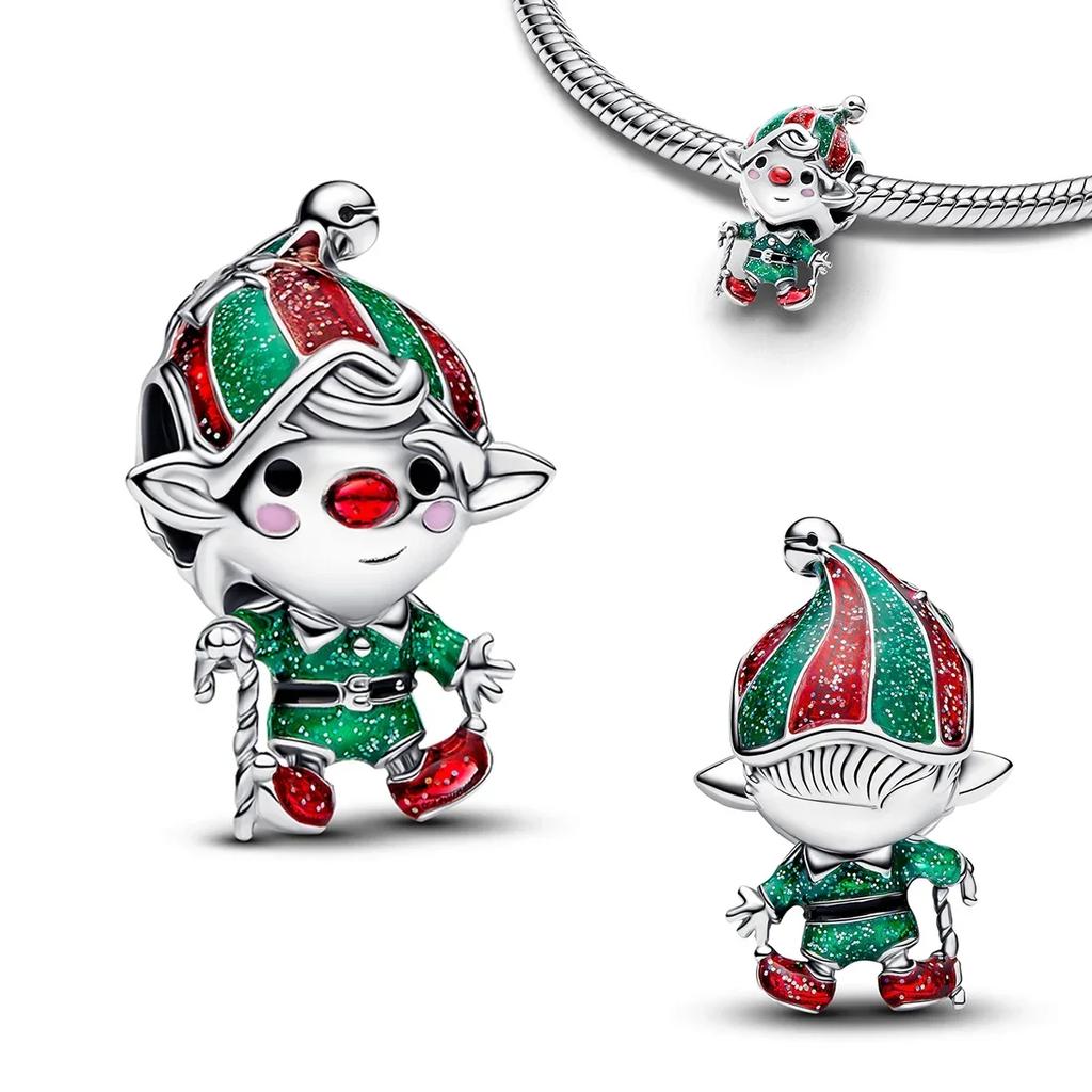 Christmas Copper Metal Charm Bead Components Santa Claus Reindeer Christmas Tree Snowman Elk Bead Component Compatible With Authentic Original