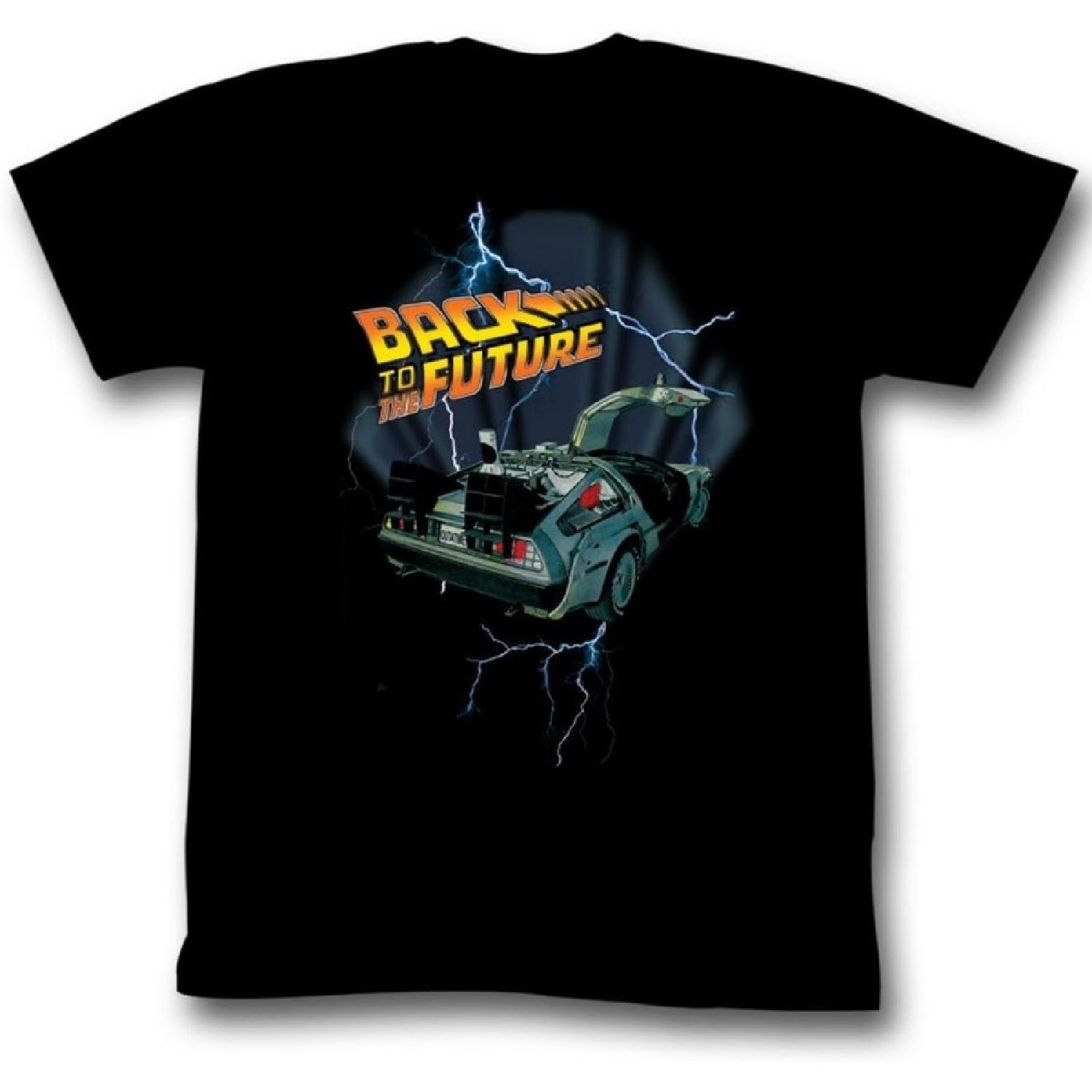 Back To The Future - Mens Lightning Car T-Shirt In Black S