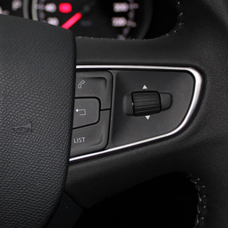 Stainless steel Car Steering Wheel Decorative Strips Cover Trim Stickers Fit For Peugeot 408 508 2014
