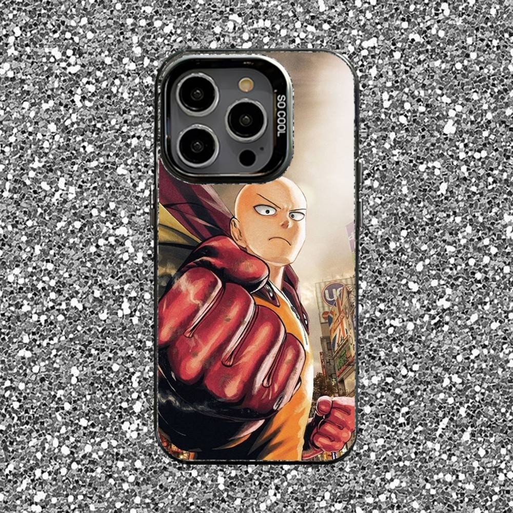 One P-Punch-Man Phone Case For iPhone 16,15,14,13,12,11,Pro,XS,Max,Plus,Mini,SE Black Candy Matte Shockproof Cover
