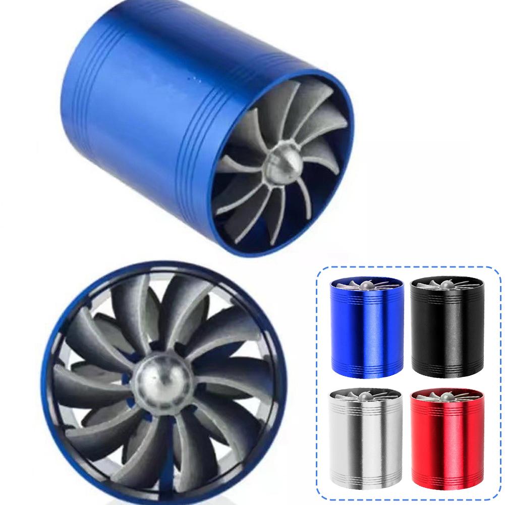 Car Air Turbine Refit Turbo Gas Fuel Oil Saver Dual Fan Turbo Supercharger Turbine Fit For Air Hose Dia 65-74mm T7K6