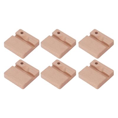 6Pcs Wooden Cellphone Holder Wood Stand for All Mobile Phones Smartphone Desk Ornament