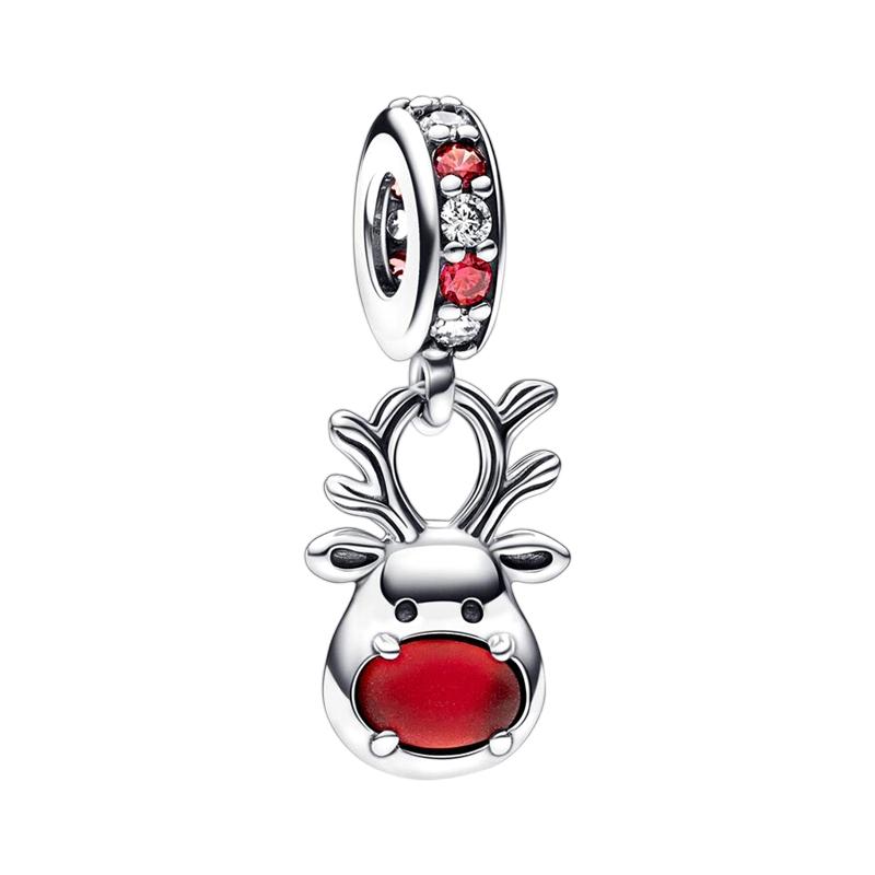 Novos Pingentes de Natal Diy Joias Femininas Presente Árvore de Natal Rena Nariz Vermelho Papai Noel Contas Encaixe Pulseira Original Acessórios