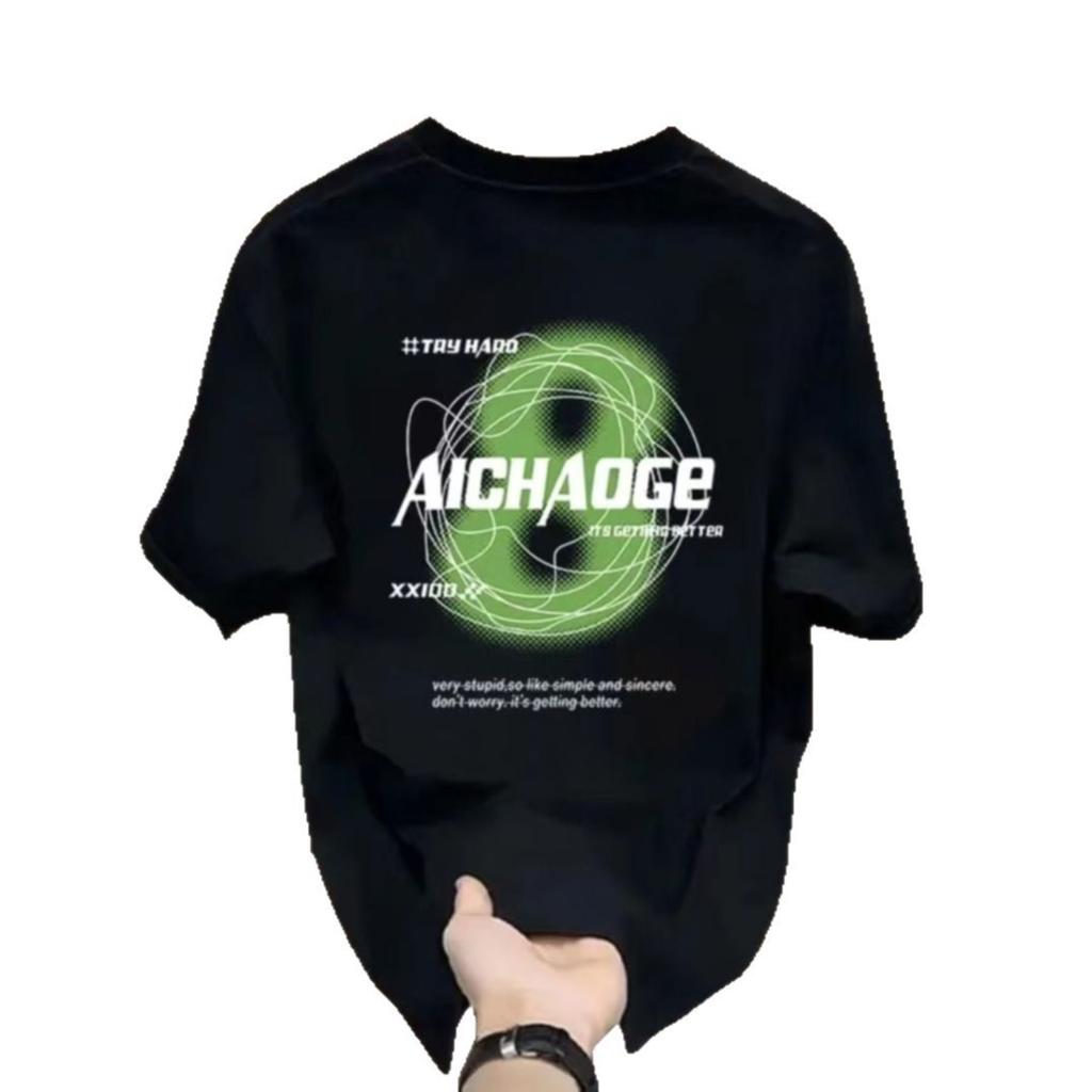 Trendy Brand Short-Sleeved Pure Cotton Men'S Printed T-Shirt Trendy Men'S And Women'S Versatile Round Neck T-Shirt Men'S