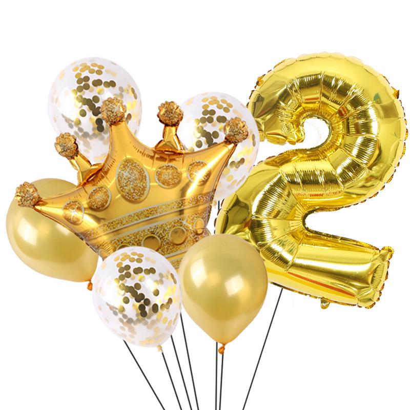 Gold Crown Balloon Set for First Birthday Party Decorations