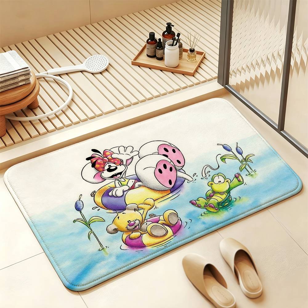 Cute Cartoon D-Diddl Mouse Short Plush Rug Carpet mat Machine Washable Soft Comfortable Anti‑Slip Floor Mat Home Decor