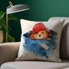Cute P-Paddington Bear Pillow Case Anti-Dustmite Pillowcase Invisible Zipper Silky Short Plush Sofa Cushion Cover
