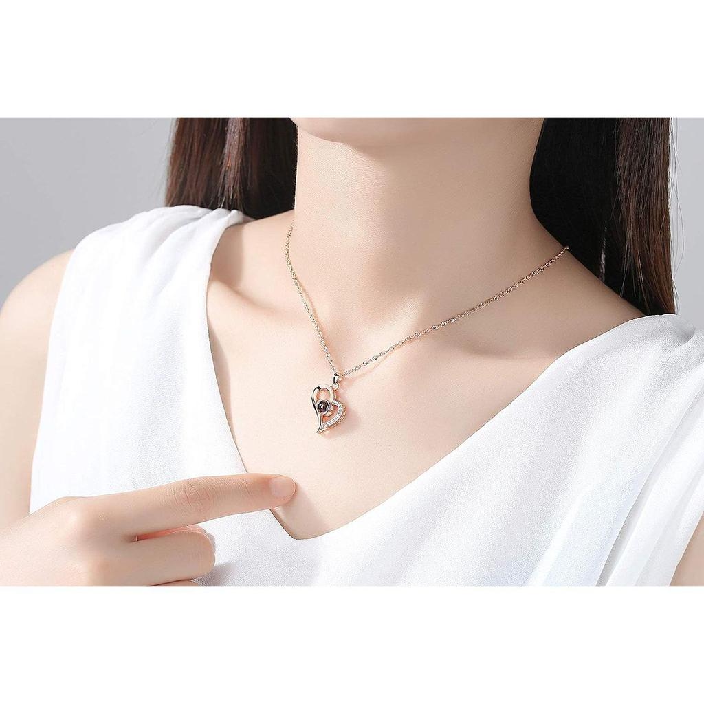 YouBella Jewellery 18k Rose Gold Plated I Love You In 100 Languages Heart Necklace Jewellery for Women and Girls