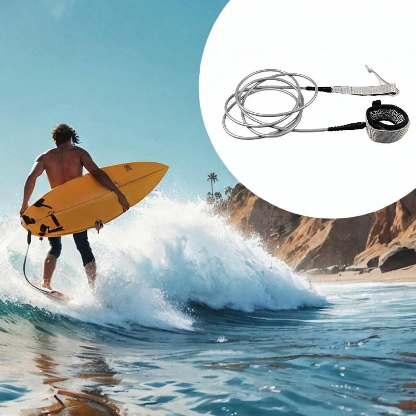 

Доска для серфинга, поводок для лодыжки, ремень для ног, длина 244 см, манжета, доска для серфинга для каякинга в воде серый